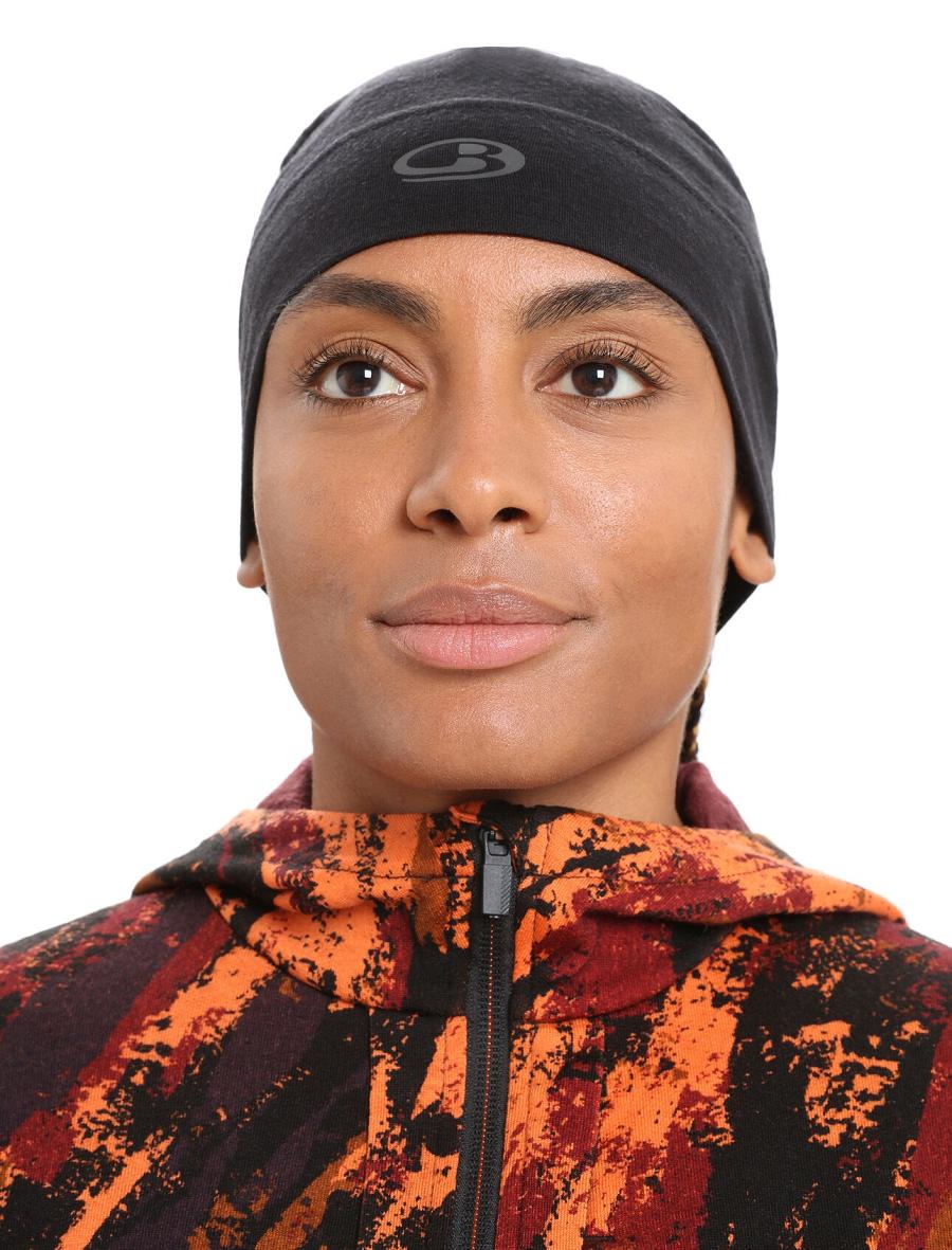 Women's Icebreaker Unisex Merino Chase Beanie Hats Black | CA 1463OKIR